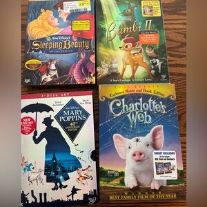 New 4 Kids DVDs Mary Poppins Bambi Sleeping Beauty Charlotte’s Web